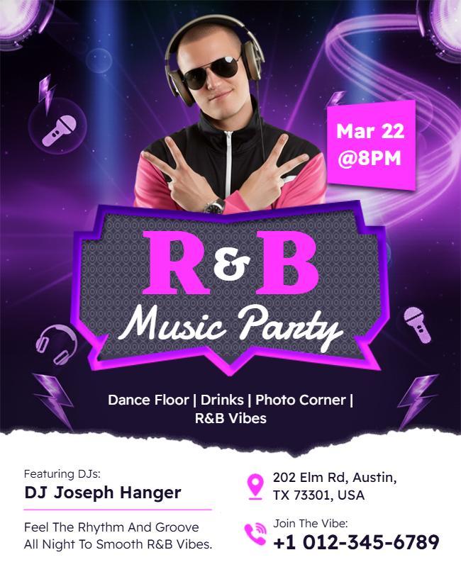 Vibrant Purple R&B Music Party Nightlife Flyer Template
