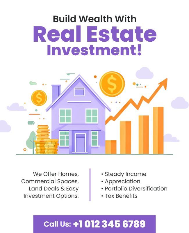 Vibrant Purple Real Estate Investment Opportunity Flyer Template