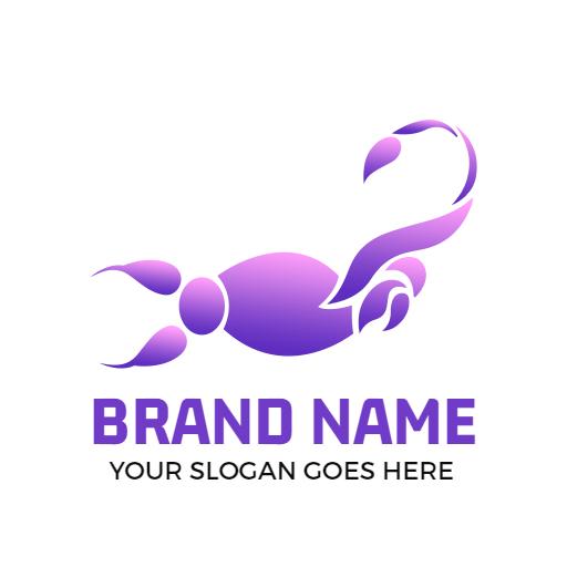 Vibrant Purple Scorpion Design with Brand Representation Logo Template