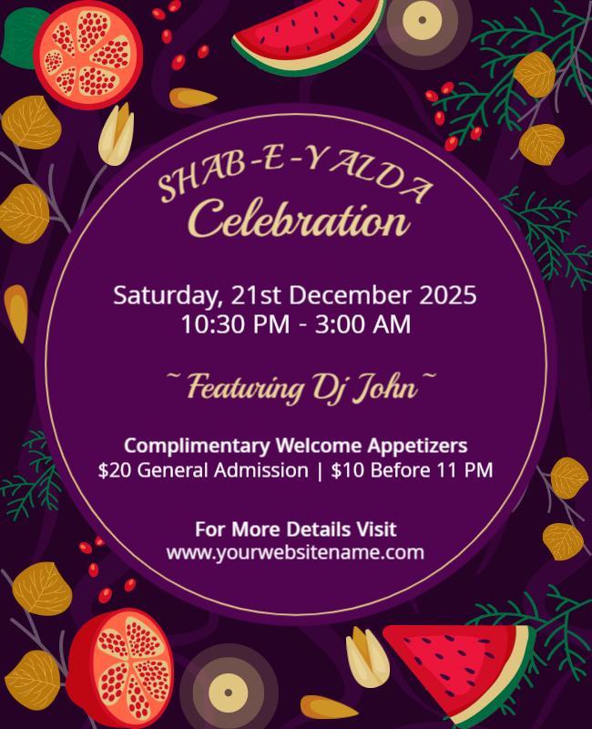 Vibrant Purple Shab-e-Yalda Celebration Event Poster Template