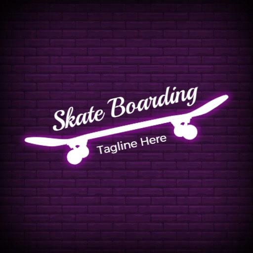 Vibrant Purple Skateboarding Design with Stylish Board Logo Template