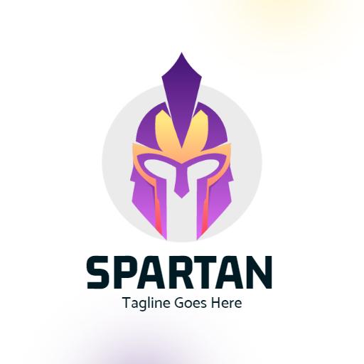 Vibrant Purple Spartan Helmet Represents Strength and Valor Logo Template