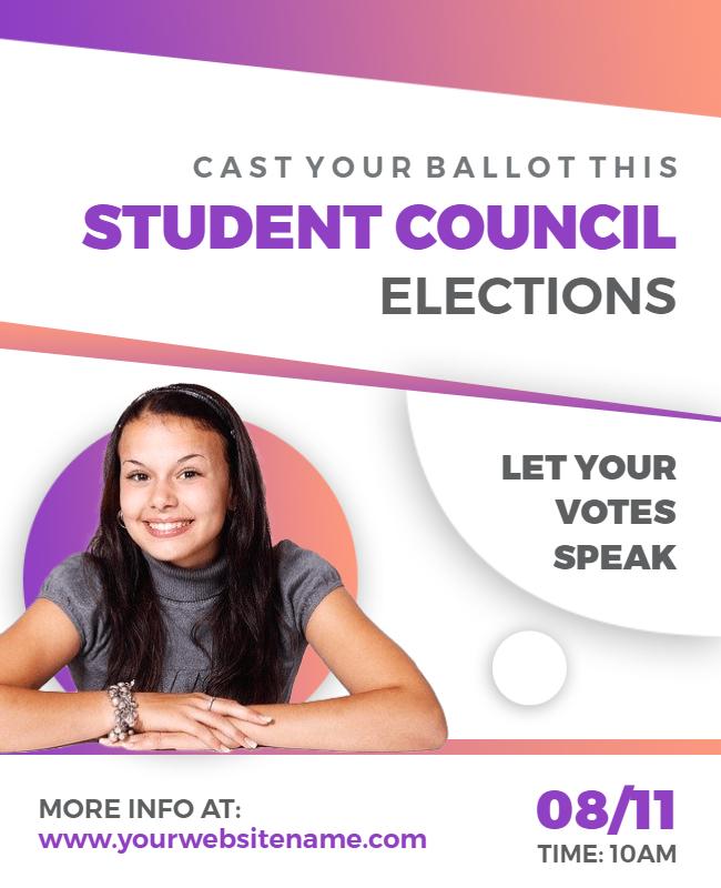 Vibrant Purple Student Council Elections Announcement Poster Template