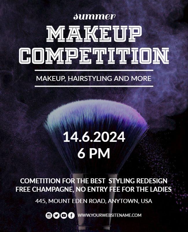 Vibrant Purple Summer Makeup Competition Poster Template