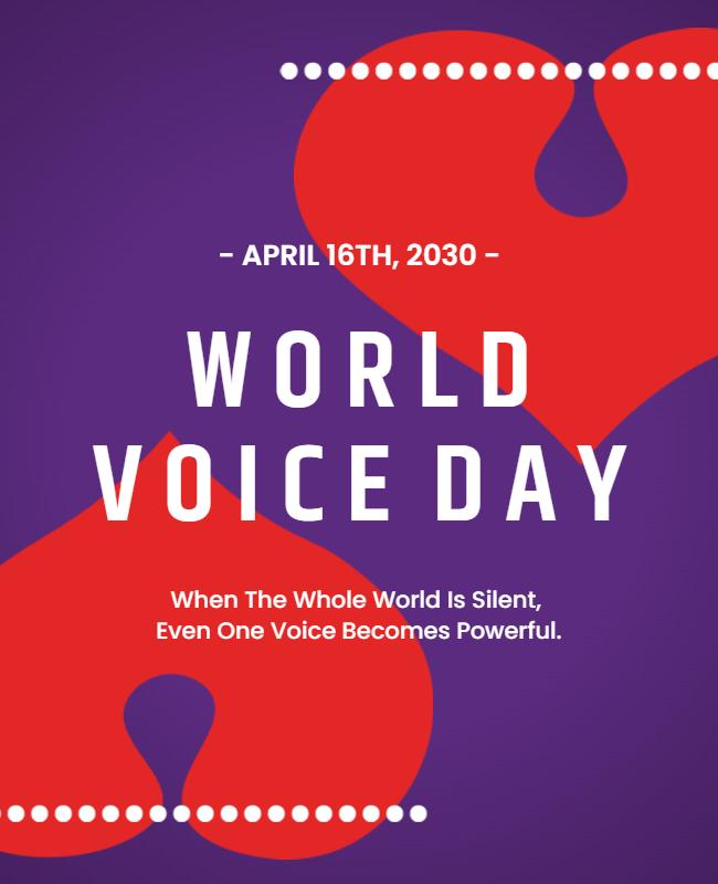 Vibrant Purple Theme for World Voice Day Celebration Poster Template