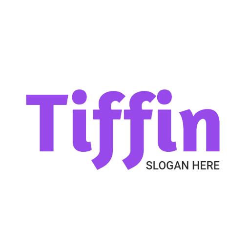 Vibrant Purple Tiffin Service Delivering Fresh Meals Logo Template