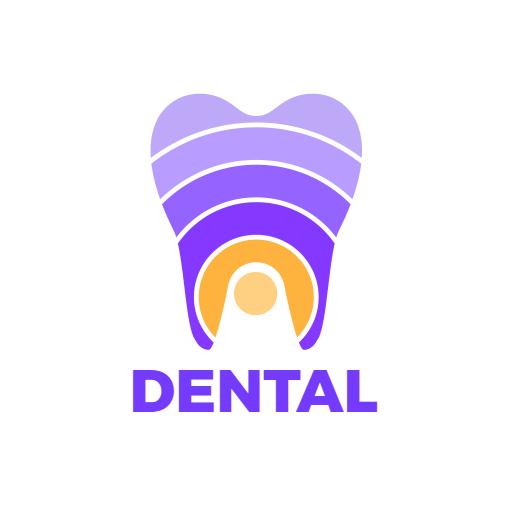 Vibrant Purple Tooth Design Highlighting Quality Dental Care Logo Template