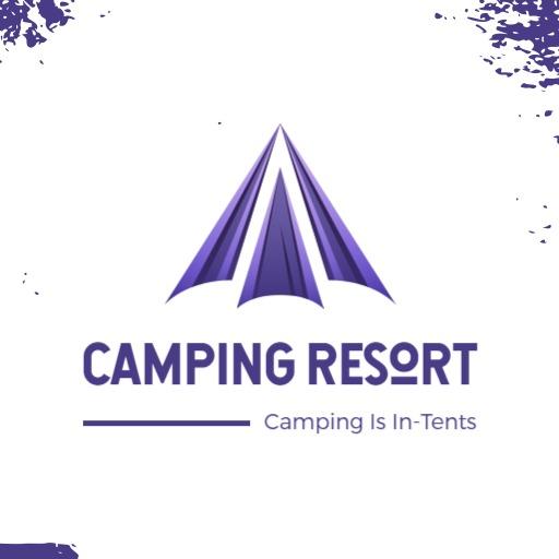 Vibrant Purple Triangular Design for 3D Camping Resort Logo Template