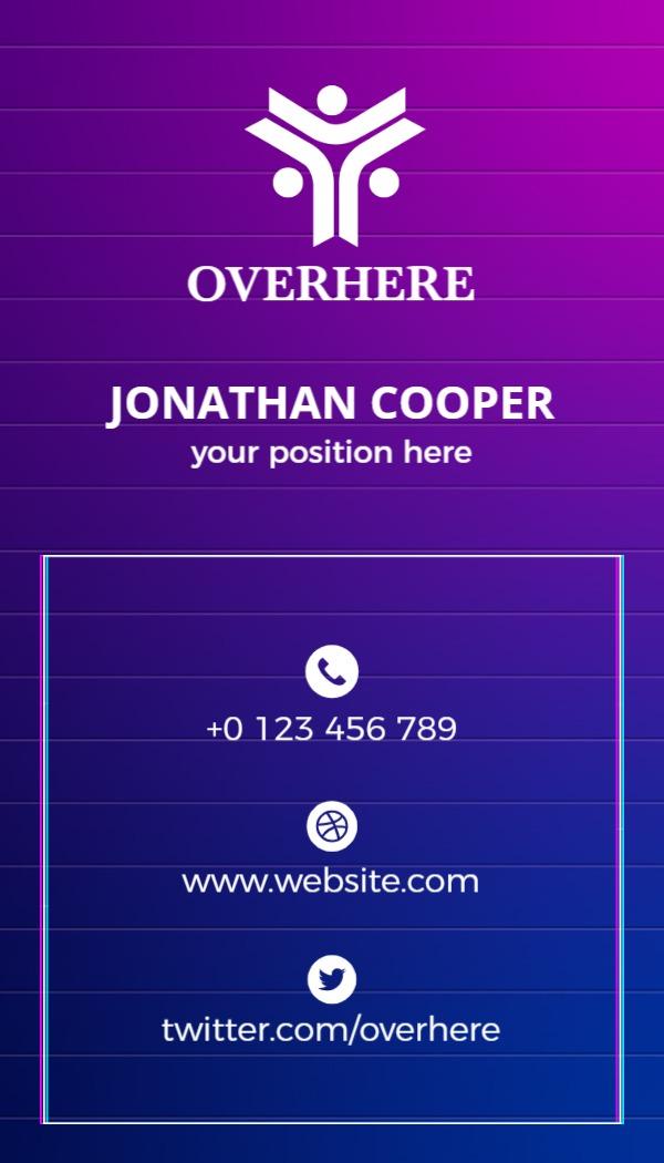 Vibrant Purple Vertical Modern Contact Business Card Template