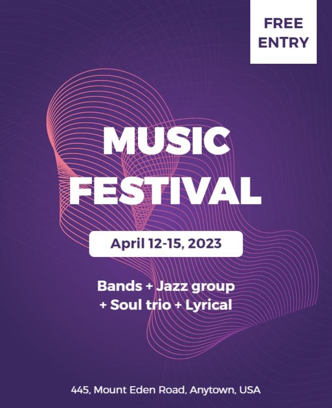 Vibrant Purple Waves Music Festival Flyer Template
