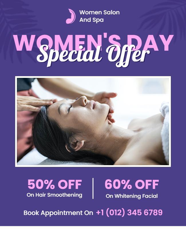 Vibrant Purple Women's Day Salon Promotion Poster Template