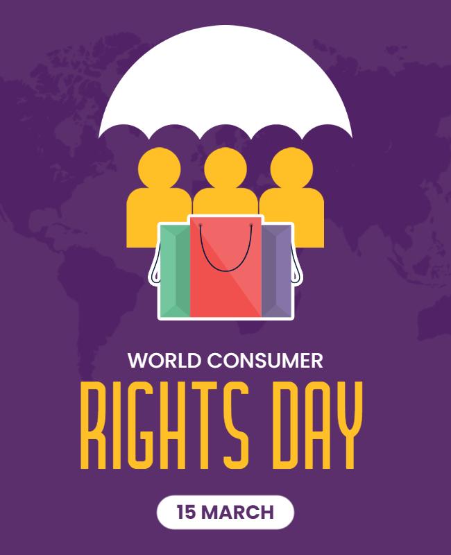 Vibrant Purple World Consumer Rights Day Poster Template