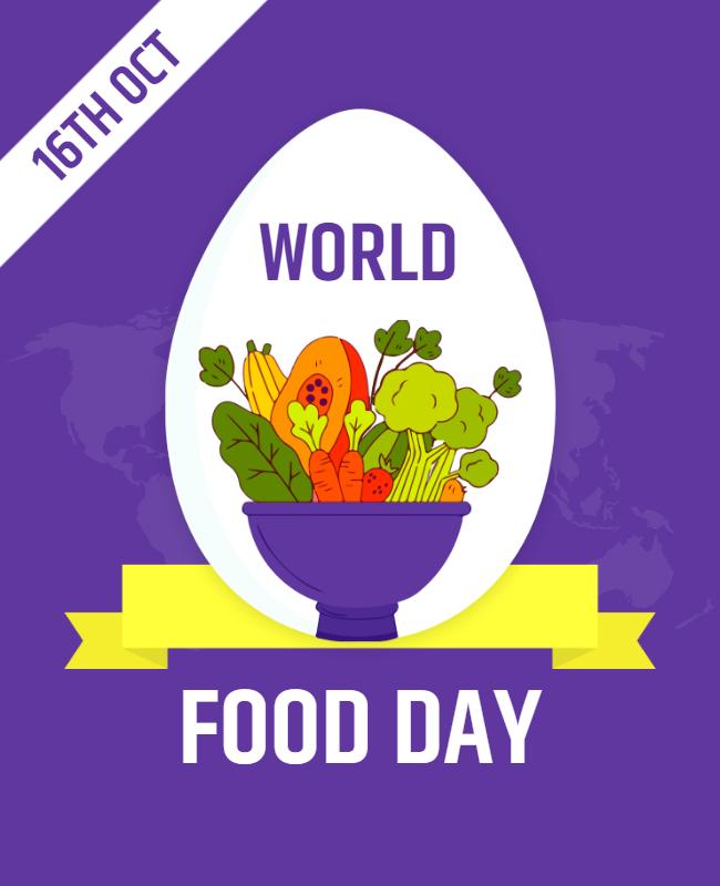 Vibrant Purple World Food Day Celebration Poster Template
