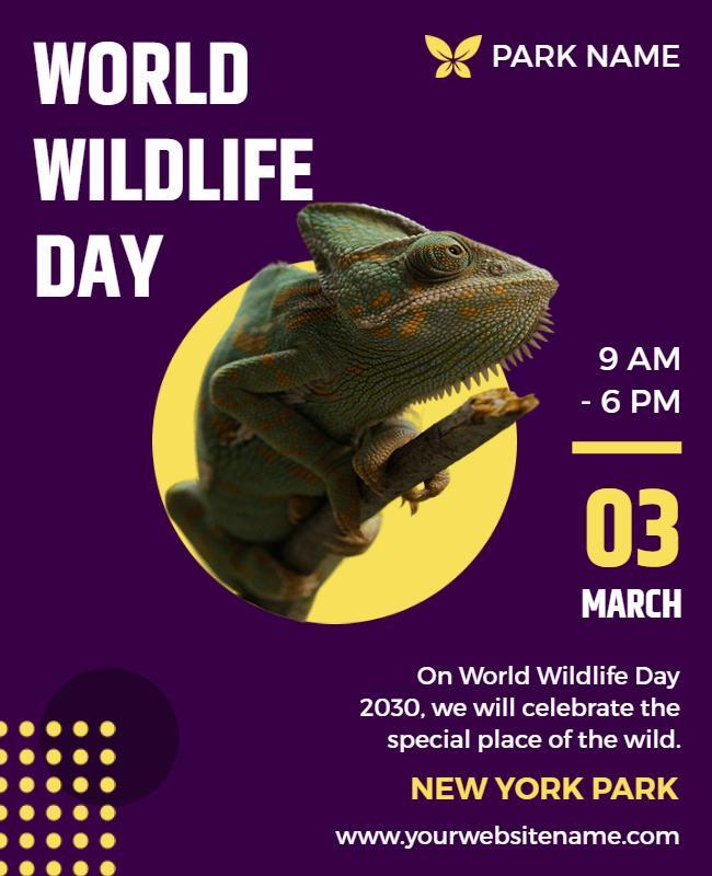 Vibrant Purple World Wildlife Day Celebration Poster Template