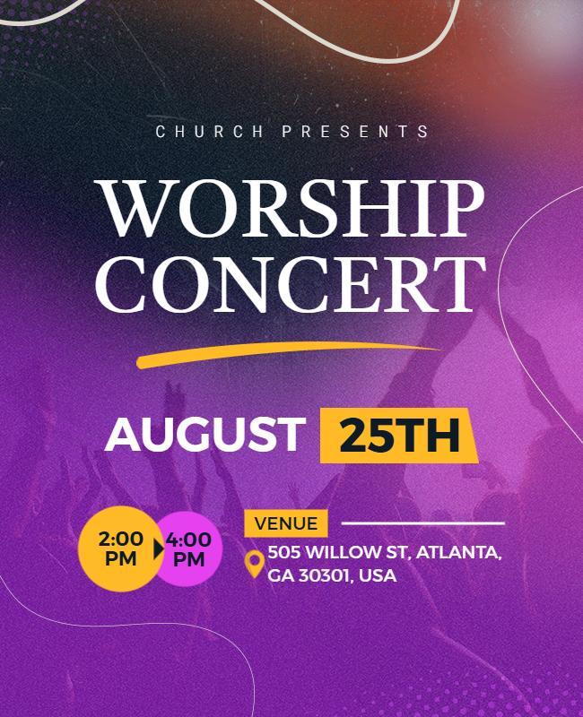 Vibrant Purple Worship Concert Event Poster Template