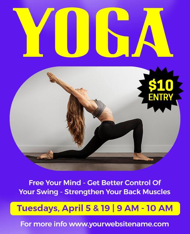 Vibrant Purple Yoga Class Invitation Poster Template