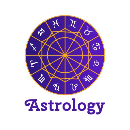 Vibrant Purple Zodiac Wheel Illustrating Astrology Principles Logo Template