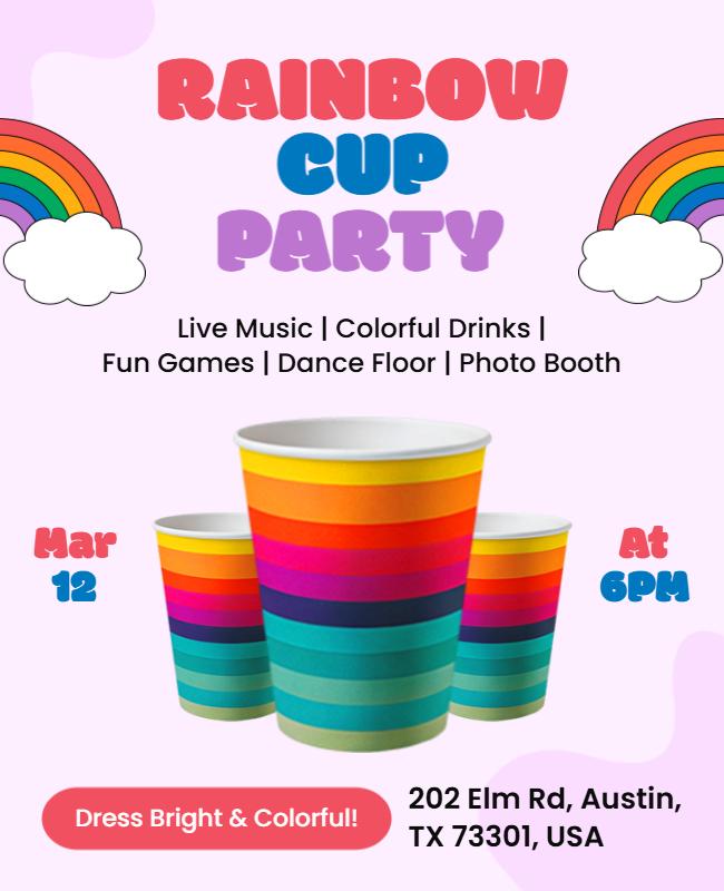 Vibrant Rainbow Cup Party Celebration Poster Template