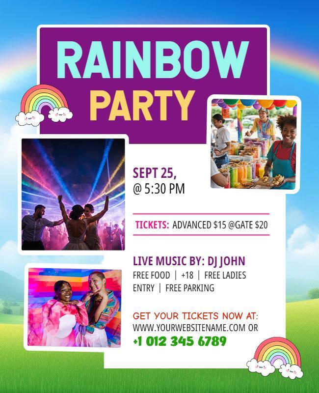 Vibrant Rainbow Party Celebration Flyer Template