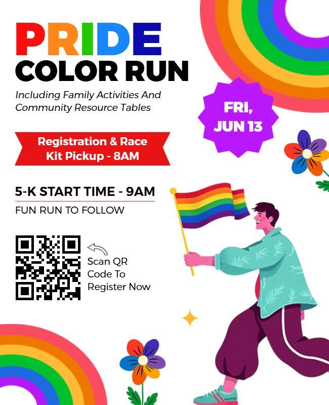 Vibrant Rainbow Pride Color Run Event Flyer Template