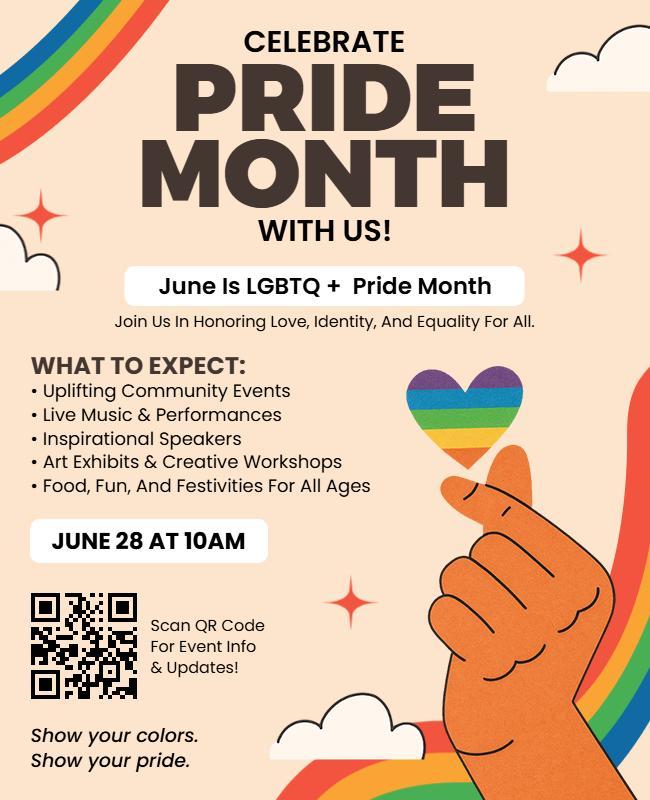 Vibrant Rainbow Pride Month Celebration Flyer Template