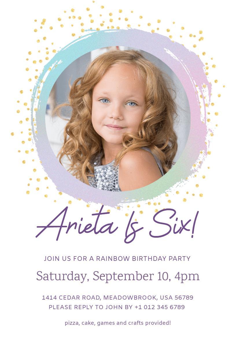 Vibrant Rainbow Themed Kids Birthday Celebration Invitation Template