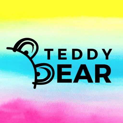 Vibrant Rainbow Watercolor Background Teddy Bear Logo Template