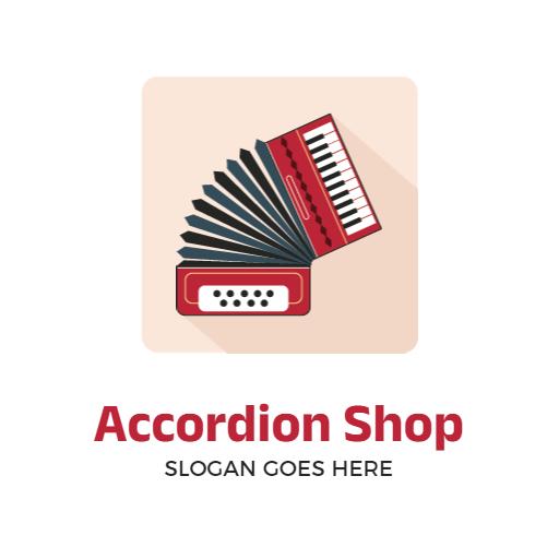 Vibrant Red Accordion Represents Musical Passion Boutique Logo Template