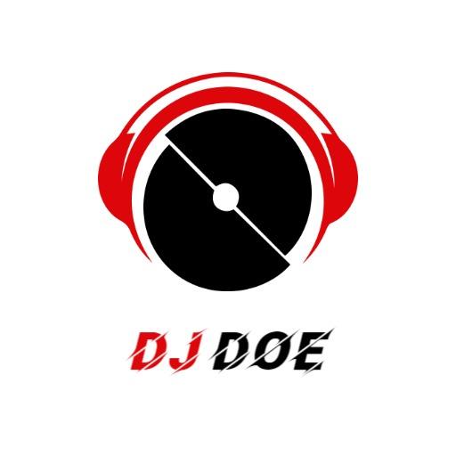 Vibrant Red and Black DJ Logo with Stylish Headphones Logo Template