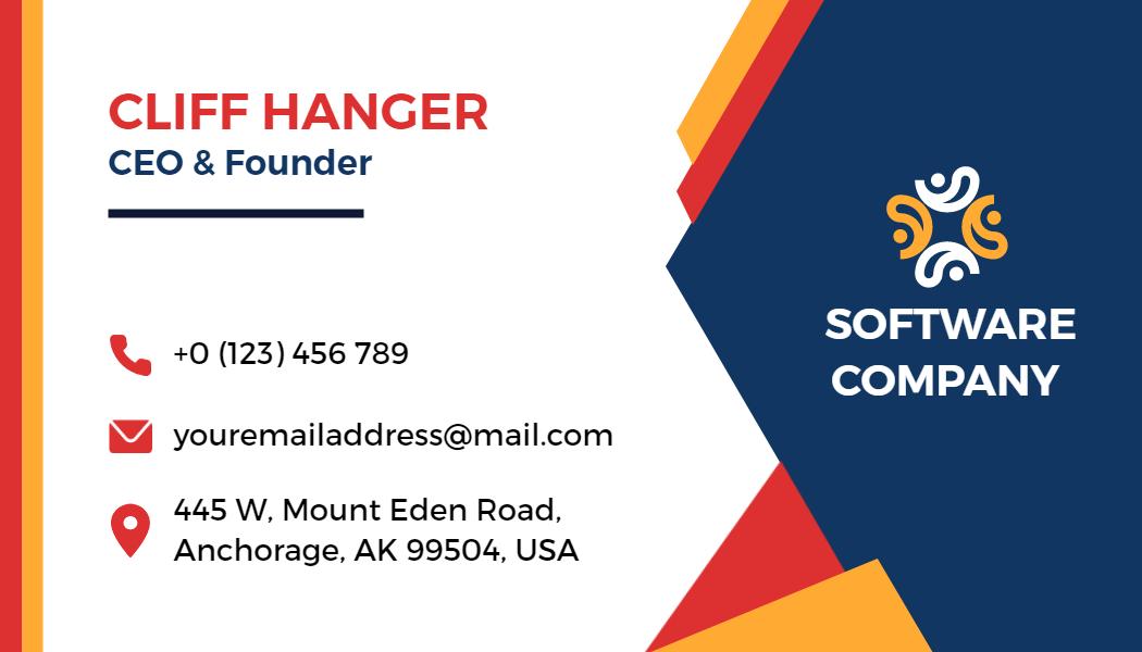 Vibrant Red and Blue Software Company Visiting Card Template
