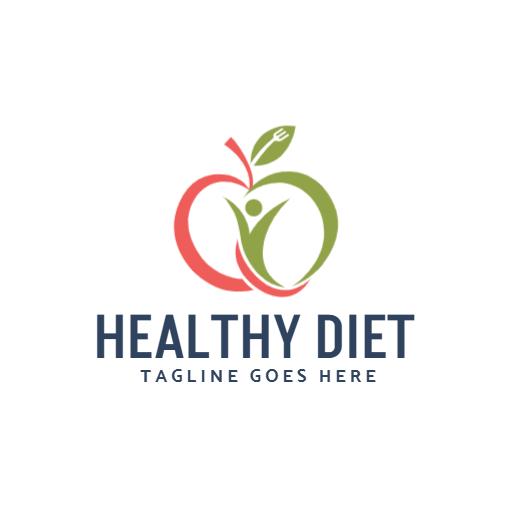 Vibrant Red and Green Apple Illustrating Healthy Diet Logo Template