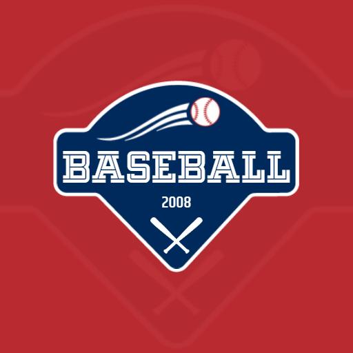Vibrant Red and Navy Baseball Insignia with Bats Logo Template