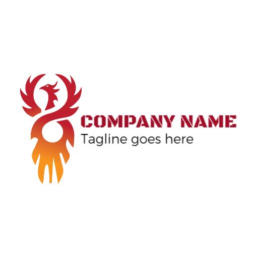 Vibrant Red and Orange Phoenix Design for Company Logo Template