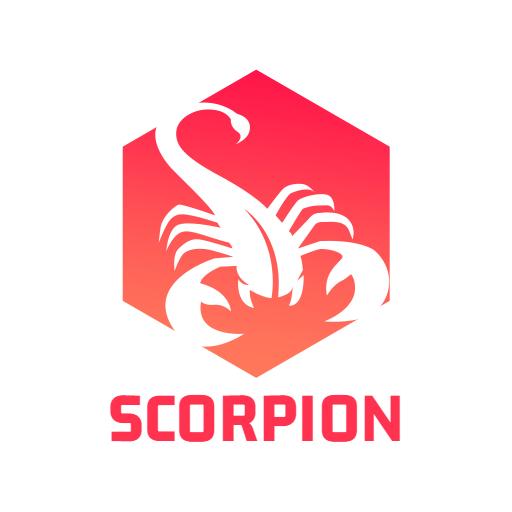 Vibrant Red and Pink Scorpion Symbol Representing Strength Logo Template