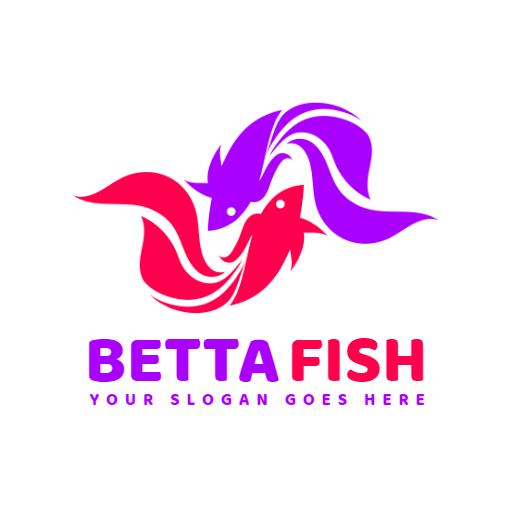 Vibrant Red and Purple Betta Fish Design for Aquatic Life Logo Template
