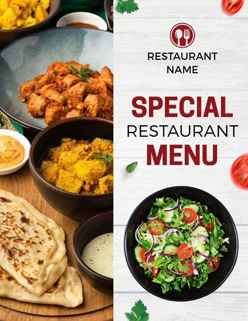 Vibrant Red and White Themed Special Restaurant Menu Template