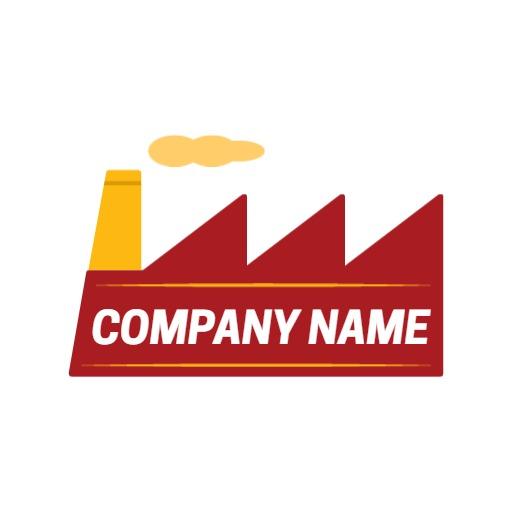 Vibrant Red and Yellow Factory Illustration in Industrial Logo Template