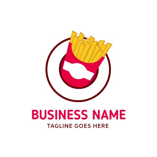 Vibrant Red and Yellow French Fries in a Fun Logo Template