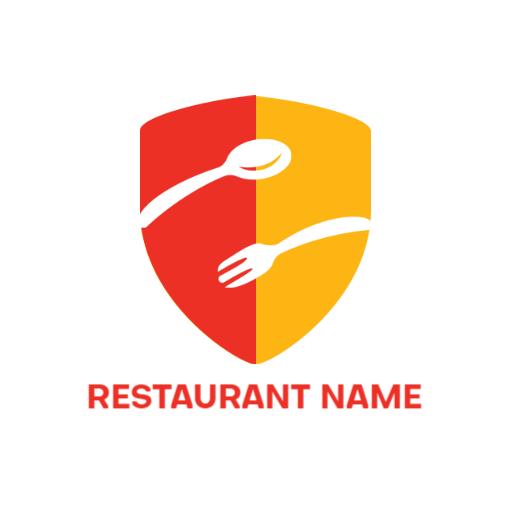 Vibrant Red and Yellow Shield Symbolizing Culinary Excellence Logo Template