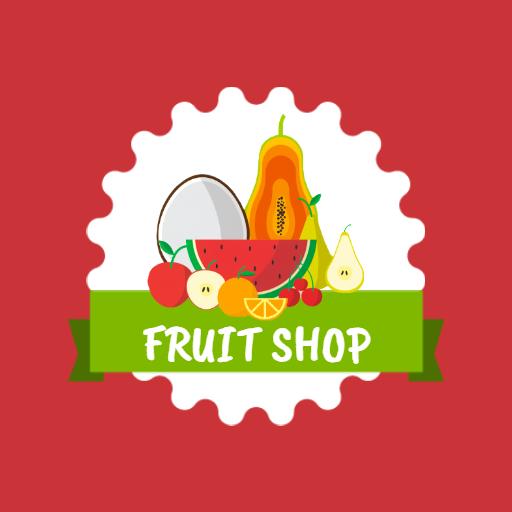 Vibrant Red Background Featuring Fresh Fruit Shop Logo Template