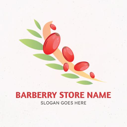 Vibrant Red Barberry Design Showcasing Fresh Fruit Logo Template