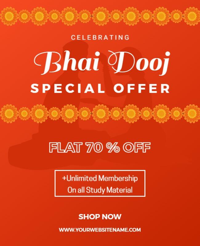 Vibrant Red Bhai Dooj Celebration Special Offer Flyer Template