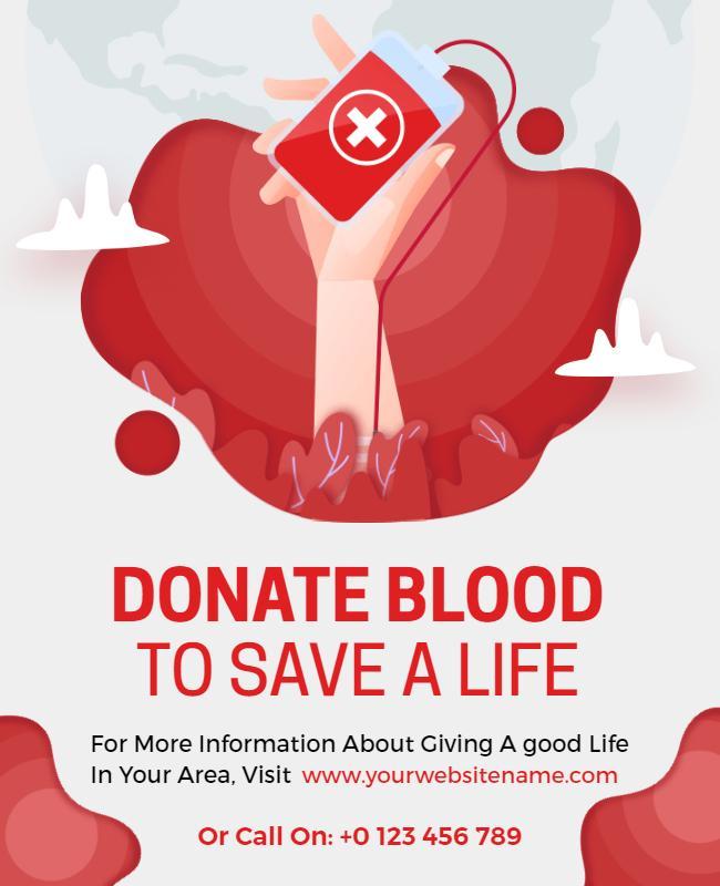 Vibrant Red Blood Donation Awareness Campaign Poster Template