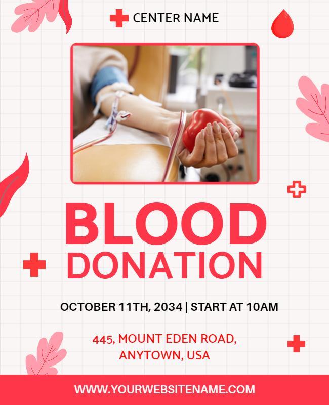 Vibrant Red Blood Donation Awareness Event Poster Template