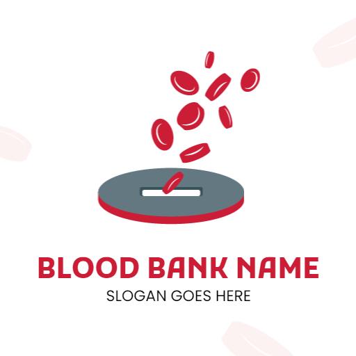 Vibrant Red Blood Droplets Falling into Donation Slot Logo Template