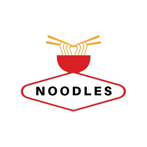 Vibrant Red Bowl with Delicious Noodles Design Logo Template