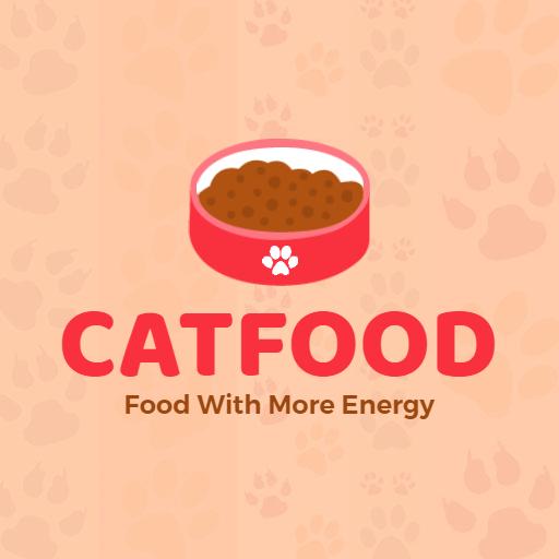 Vibrant Red Cat Food Bowl Design for Active Pets Logo Template