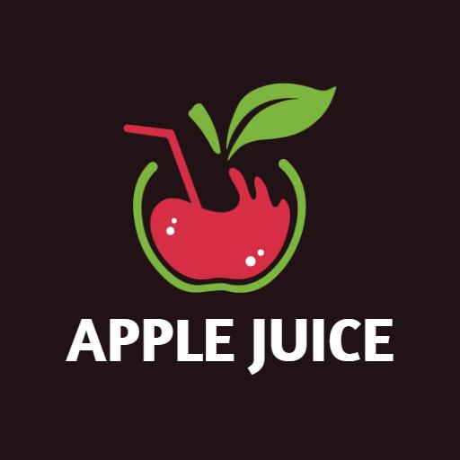 Vibrant Red Cherry Apple Juice with Fresh Green Leaf Logo Template
