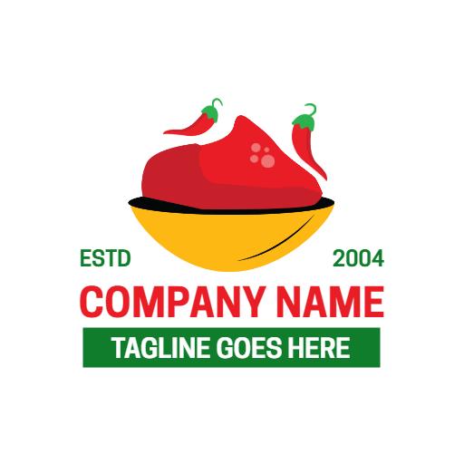 Vibrant Red Chili Peppers in a Bowl Representing Spices Logo Template