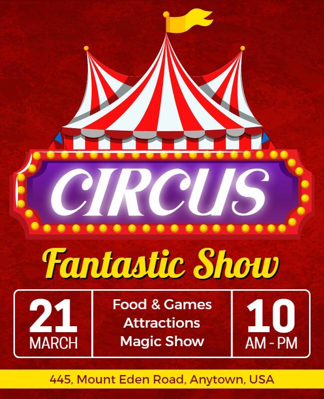 Vibrant Red Circus Fantastic Show Event Poster Template